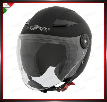 CASCO JET CITY MOTO SCOOTER NERO OPACO CON VISIERA LUNGA OMOLOGATO ECE 22-05