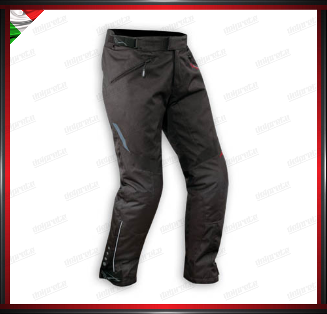 PANTALONI MOTO DONNA NERO IMPERMEABILI CON IMBOTTITURA TERMICA ESTRAIBILE PROTEZIONI OMOLOGATE CE