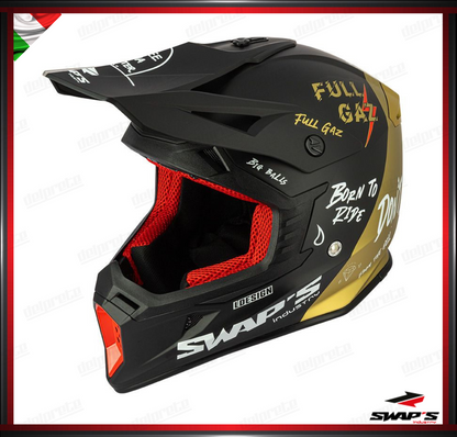 CASCO ENDURO CROSS - SWAPS S818 NERO ORO OPACO