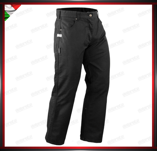 PANTALONI IN TESSUTO NERO JEANS CON INSERTI ARAMID PROTEZIONI OMOLOGACE CE