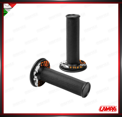 DONUT OFF-ROAD GRIPS MANOPOLE NERO ARANCIONE UNIVERSALI MOTO SCOOTER CROSS ADVENTURE