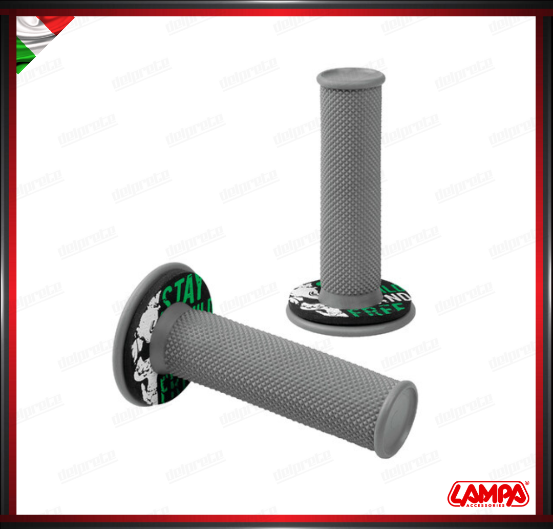 DONUT OFF-ROAD GRIPS MANOPOLE GRIGIO VERDE UNIVERSALI MOTO SCOOTER CROSS ADVENTURE