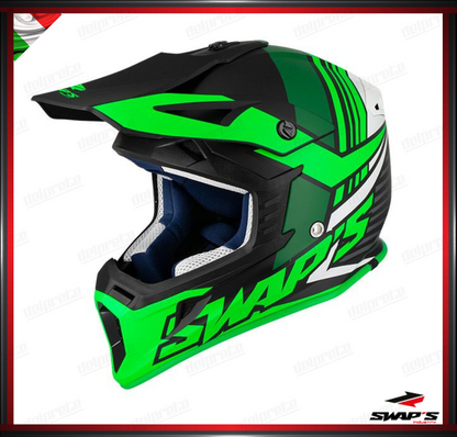 CASCO ENDURO CROSS - SWAPS BLUR S818 NERO VERDE OPACO