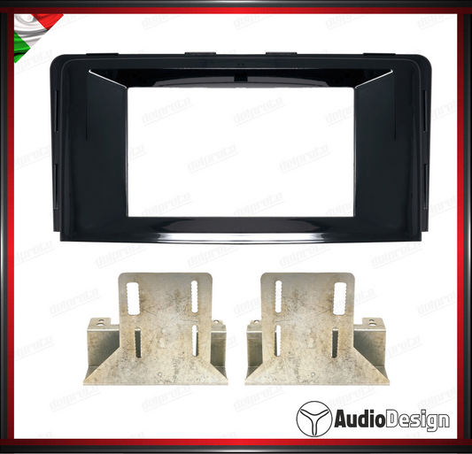 MASCHERINA 2DIN KIT MONTAGGIO AUTORADIO HYUNDAI H350 DAL 2015 NERO LUCIDO - AUDIODESIGN