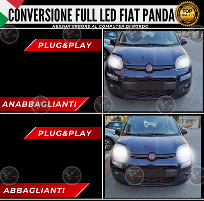 KIT LED H4 6000K CANBUS XENON 7200 LUMEN REALI FIAT PANDA MK3 3° SERIE CANBUS