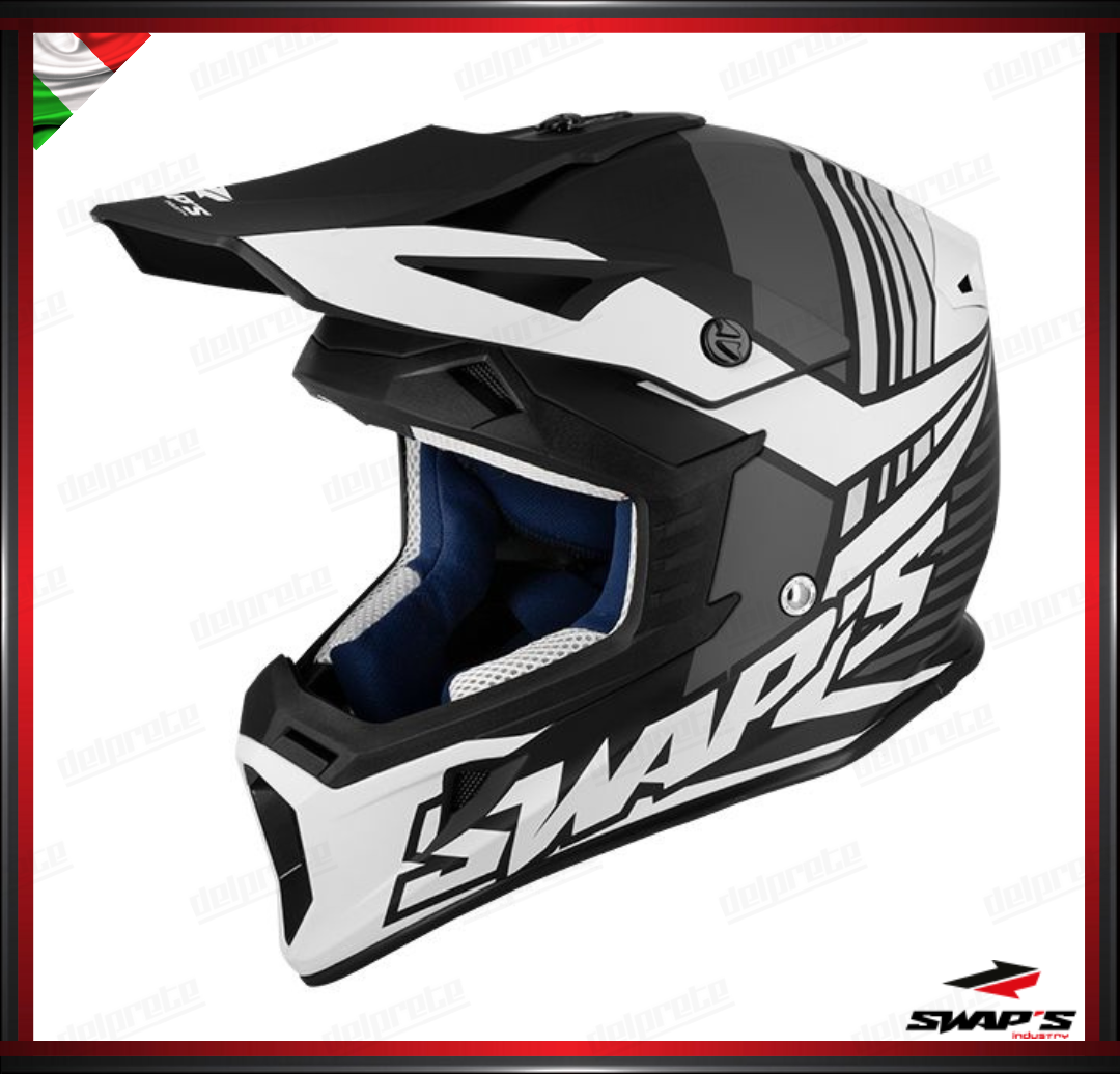 CASCO ENDURO CROSS - SWAPS BLUR S818 NERO BIANCO OPACO