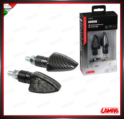 ARROW-2 LAMPA COPPIA INDICATORI DI DIREZIONE CARBON LOOK A LED FRECCE OMOLOGATE - 12V UNIVERSALI