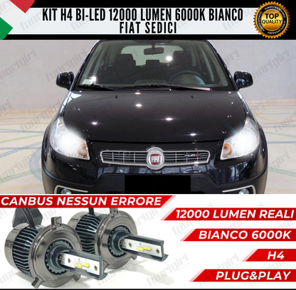 KIT LED H4 FIAT SEDICI 16 6000K BIANCO CANBUS 12000 LUMEN BI-LED NESSUN ERROR