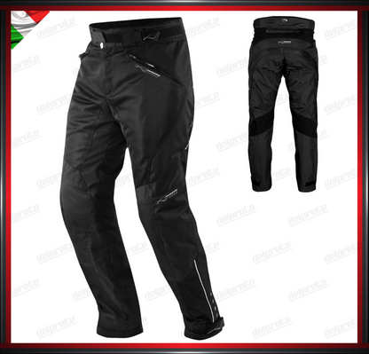 PANTALONI MOTO DONNA NERO TESSUTO TECNICO TRAFORATO MESH TRASPIRANTE PROTEZIONI OMOLOGATE CE