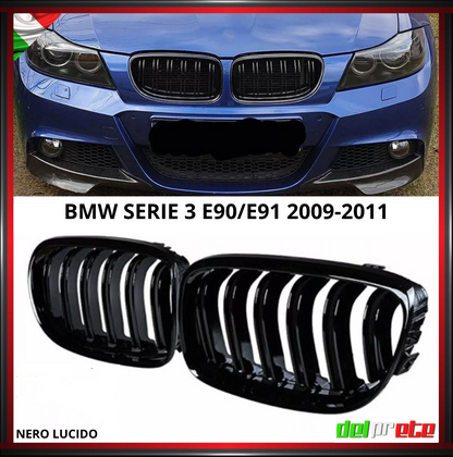 SET GRIGLIA RENI BMW SERIE 3 E90 E91 (09-12) LCI RESTYLING CALANDRA MASCHERINA