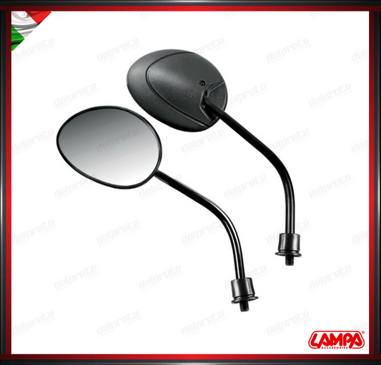 MARPH COPPIA SPECCHIETTI RETROVISORI LAMPA OMOLOGATI NERO M10 UNIVERSALI MANUBRIO