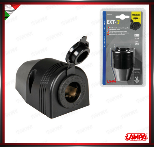 EXT-3 PRESA DI CORRENTE IMPERMEABILE LAMPA MONTAGGIO IN SUPERFICE - 12/24V