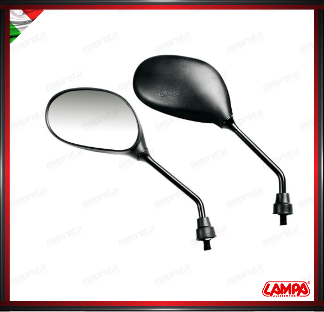 KIRO COPPIA SPECCHIETTI RETROVISORI UNIVERSALI MOTO SCOOTER LAMPA M10 MANUBRIO