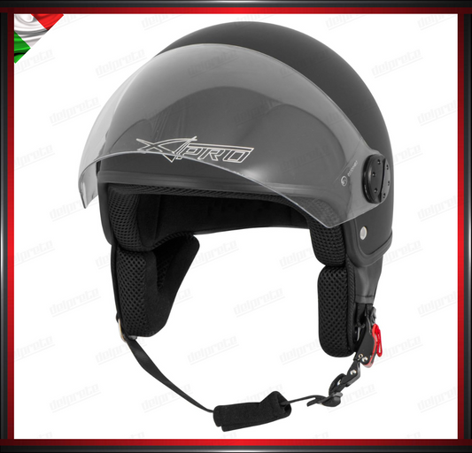 CASCO JET MOTO SCOOTER VISIERA LUNGA NERO OPACO OMOLOGATO ECE 22-05