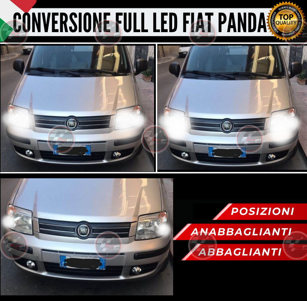 KIT FARI LED FIAT PANDA 169 ANABBAGLIANTI ABBAGLIANTI H4 LUCI POSIZIONE 12000LM