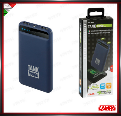 TANK - POWER BANK 10000 MAH BATTERIA POLIMERO DI LITIO CARICABATTERIE PORTATILE - USB INTELLIGENTE