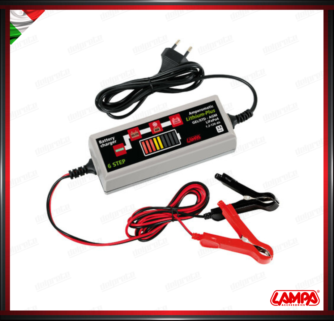 CARICATORE PER BATTERIE AMPEROMATIC LITHIUM-PLUS LAMPA 12V - 3,8 A CARICABATTERIE INTELLIGENTE