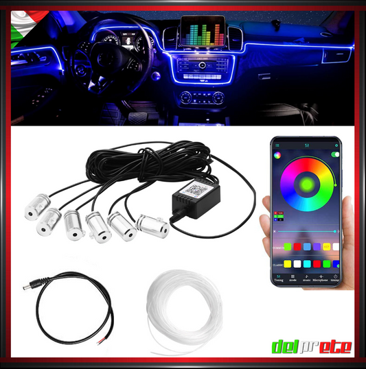 STRISCIA FILO AMBIENT LIGHT LUCE AMBIENTE RBG CON APP 6 METRI 6 PUNTI INTERNI