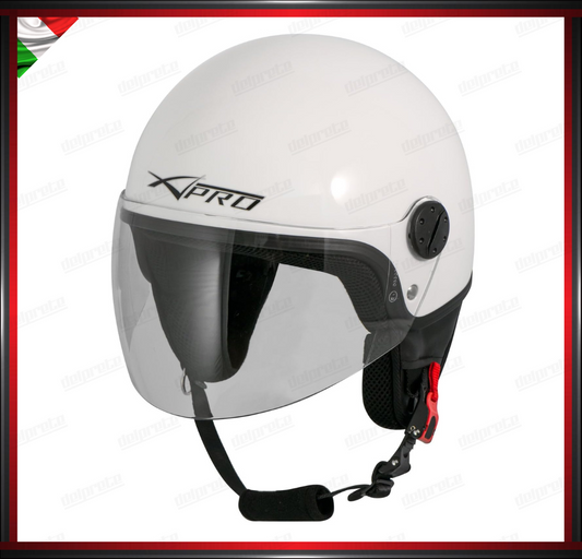 CASCO JET MOTO SCOOTER VISIERA LUNGA BIANCO LUCIDO OMOLOGATO ECE 22-05