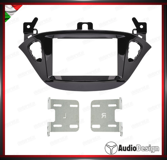 MASCHERINA 2DIN KIT MONTAGGIO AUTORADIO OPEL ADAM 2012> / Corsa E NERO LUCIDO - AUDIODESIGN