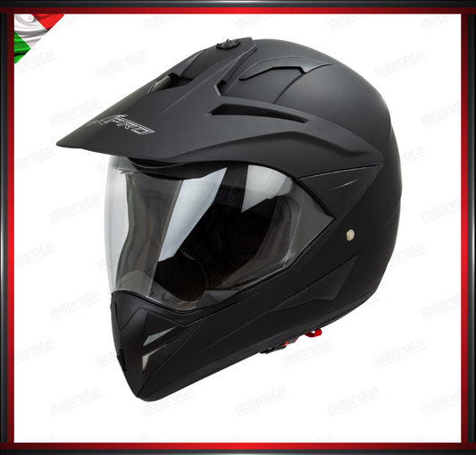 CASCO MOTO ENDURO CROSS NERO OPACO TRIAL ADVENTURE OFF ROAD OMOLOGATO ECE 22-05