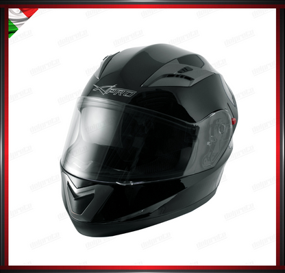 CASCO INTEGRALE NERO LUCIDO CON VISIERA INTERNA PARASOLE OMOLOGATO ECE 22-05