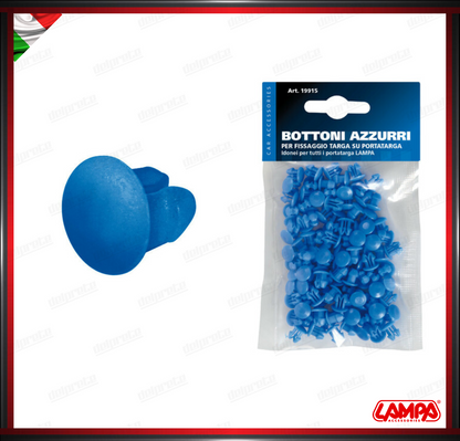 SET 100 BOTTONI PER TARGA BLU UNIVERSALI RIVETTI TARGA IN PLASTICA LAMPA