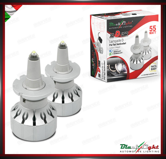 KIT LED D1R, D1S, D2R, D2S, D3R, D3S, D4R, D4S 12V 55W 19000 LUMEN 6500K FARO LENTICOLARE - BLACKLIGHT XL D LSR