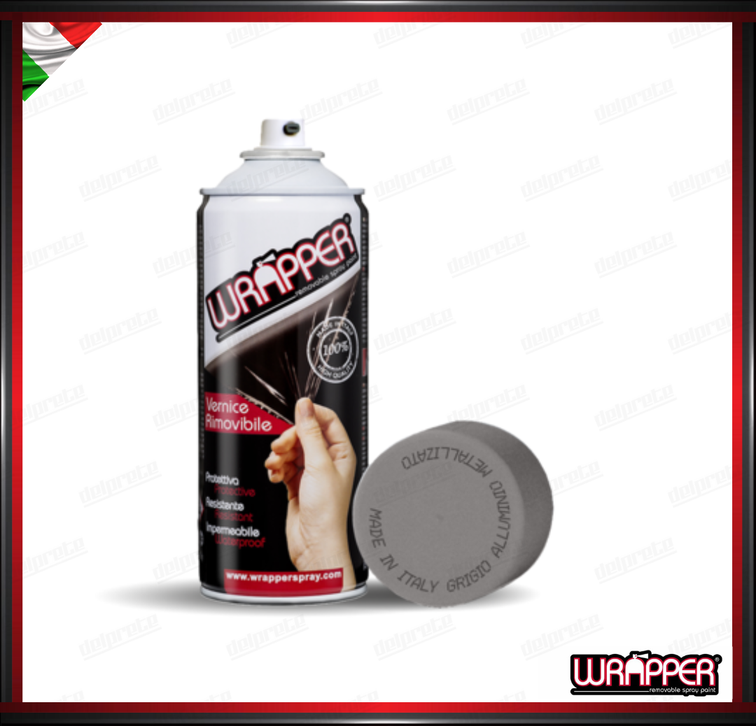 WRAPPER BOMBOLETTA PELLICOLA SPRAY REMOVIBILE 400 ML GRIGIO ALLUMINIO METALLIZZATO