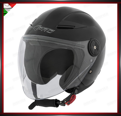 CASCO JET CITY MOTO SCOOTER NERO LUCIDO CON VISIERA LUNGA OMOLOGATO ECE 22-05