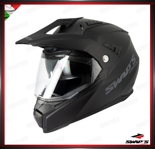 CASCO ENDURO - SWAPS S789 NERO OPACO DOPPIA VISIERA