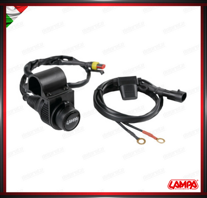 PRESA DI CORRENTE LAMPA ACCENDISIGARI MOTO FISSAGGIO AL MANUBRIO - 12V - 12A MAX