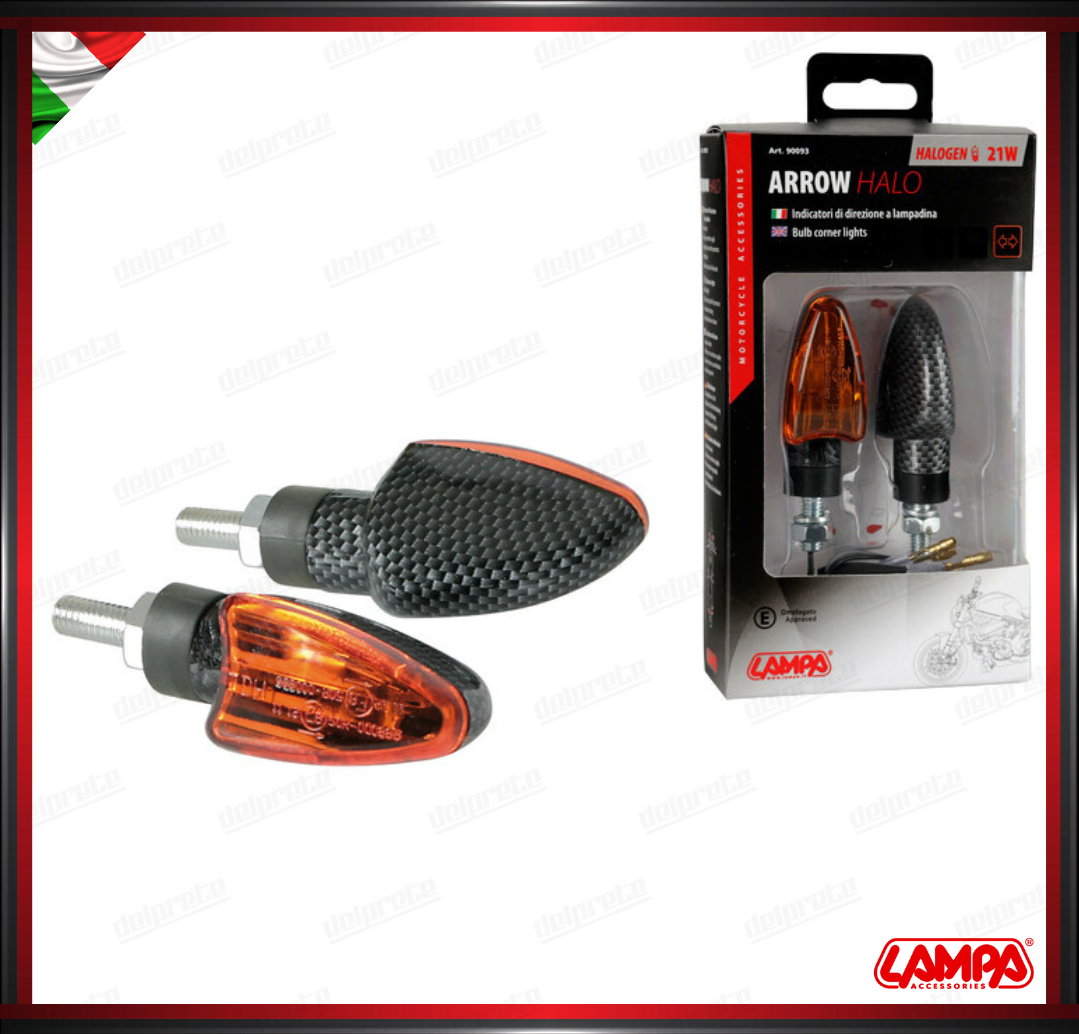 ARROW LAMPA COPPIA INDICATORI DI DIREZIONE CARBON LOOK FRECCE OMOLOGATE - 12V UNIVERSALI