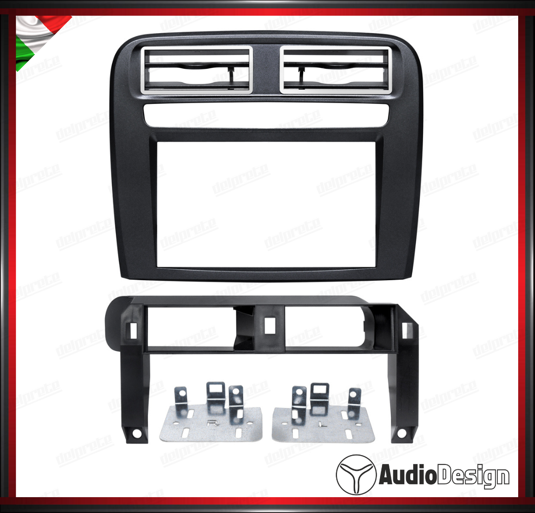 MASCHERINA 2DIN KIT MONTAGGIO AUTORADIO FIAT GRANDE PUNTO 2005>2009 NERO MET - AUDIODESIGN