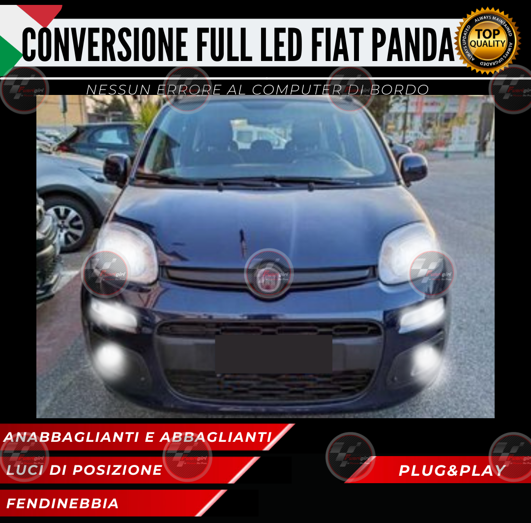 KIT FULL LED FIAT PANDA MK3 312 ANABBAGLIANTI ABBAGLIANTI DRL FENDINEBBIA 7200LUMEN