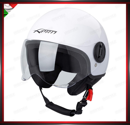 CASCO JET CITY MOTO SCOOTER BIANCO VISIERA SAGOMATA OMOLOGATO ECE 22-05