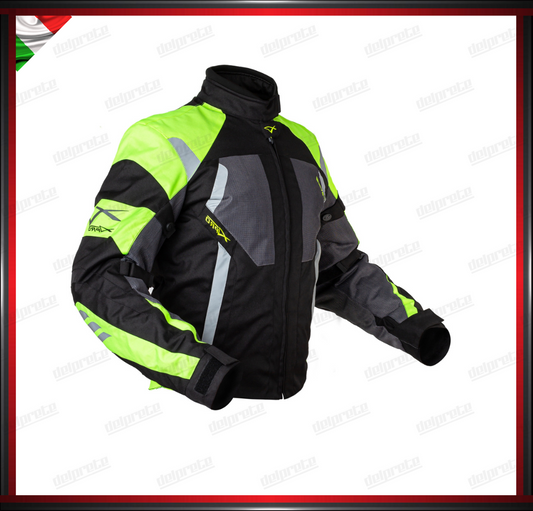 GIACCA MOTO IN TESSUTO CORDURA FLUO MESH A RETE  TRAFORATA PRIMAVERILE OMOLOGATO CE