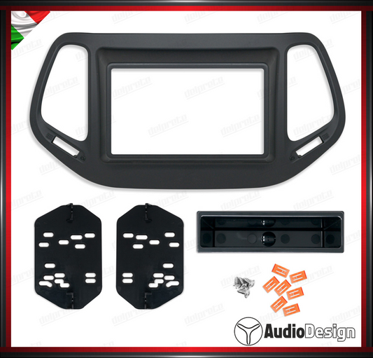 MASCHERINA 2DIN KIT MONTAGGIO AUTORADIO JEEP COMPASS 2 MP 2016> NERO - AUDIODESIGN