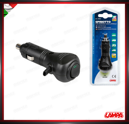 SPINOTTO PER PRESA ACCENDISIGARI CON INGRESSO CAVO LATERALE - 12/24V LAMPA UNIVERSALE