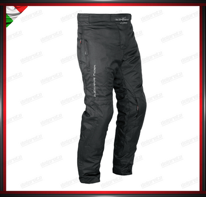 PANTALONI MOTO NERO DONNA IN TESSUTO CORDURA IMPERMEABILE SFODERABILE PROTEZIONI CE