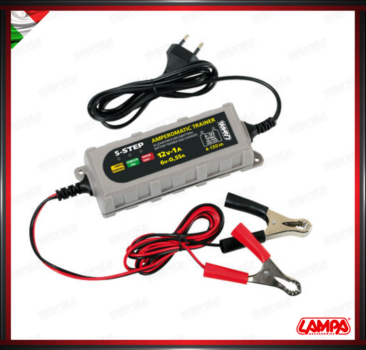 ALLENATORE PER BATTERIE AMPEROMATIC TREINER LAMPA 6/12V - 0,55/1A CARICABATTERIE INTELLIGENTE