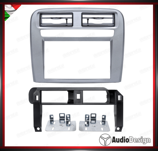 MASCHERINA 2DIN KIT MONTAGGIO AUTORADIO FIAT GRANDE PUNTO 2005>2009 GRIGIO ARGENTO - AUDIODESIGN