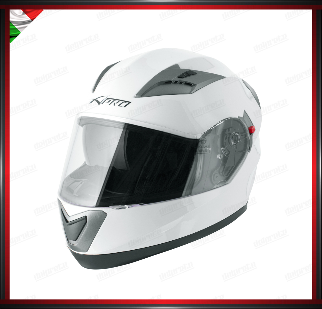 CASCO INTEGRALE BIANCO CON VISIERA INTERNA PARASOLE OMOLOGATO ECE 22-05