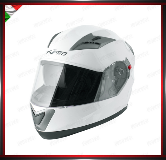 CASCO INTEGRALE BIANCO CON VISIERA INTERNA PARASOLE OMOLOGATO ECE 22-05