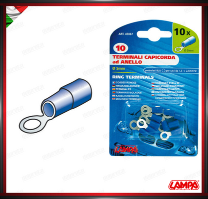 KIT 10 TERMINALI AD ANELLO ISOLATI FASTOM LAMPA - BLU