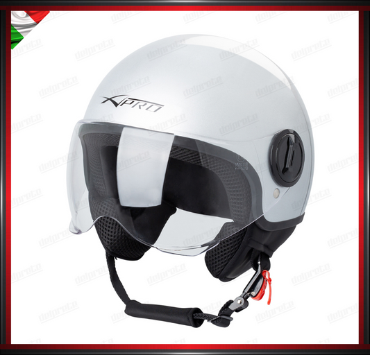 CASCO JET CITY MOTO SCOOTER GRIGIO ARGENTO VISIERA SAGOMATA OMOLOGATO ECE 22-05