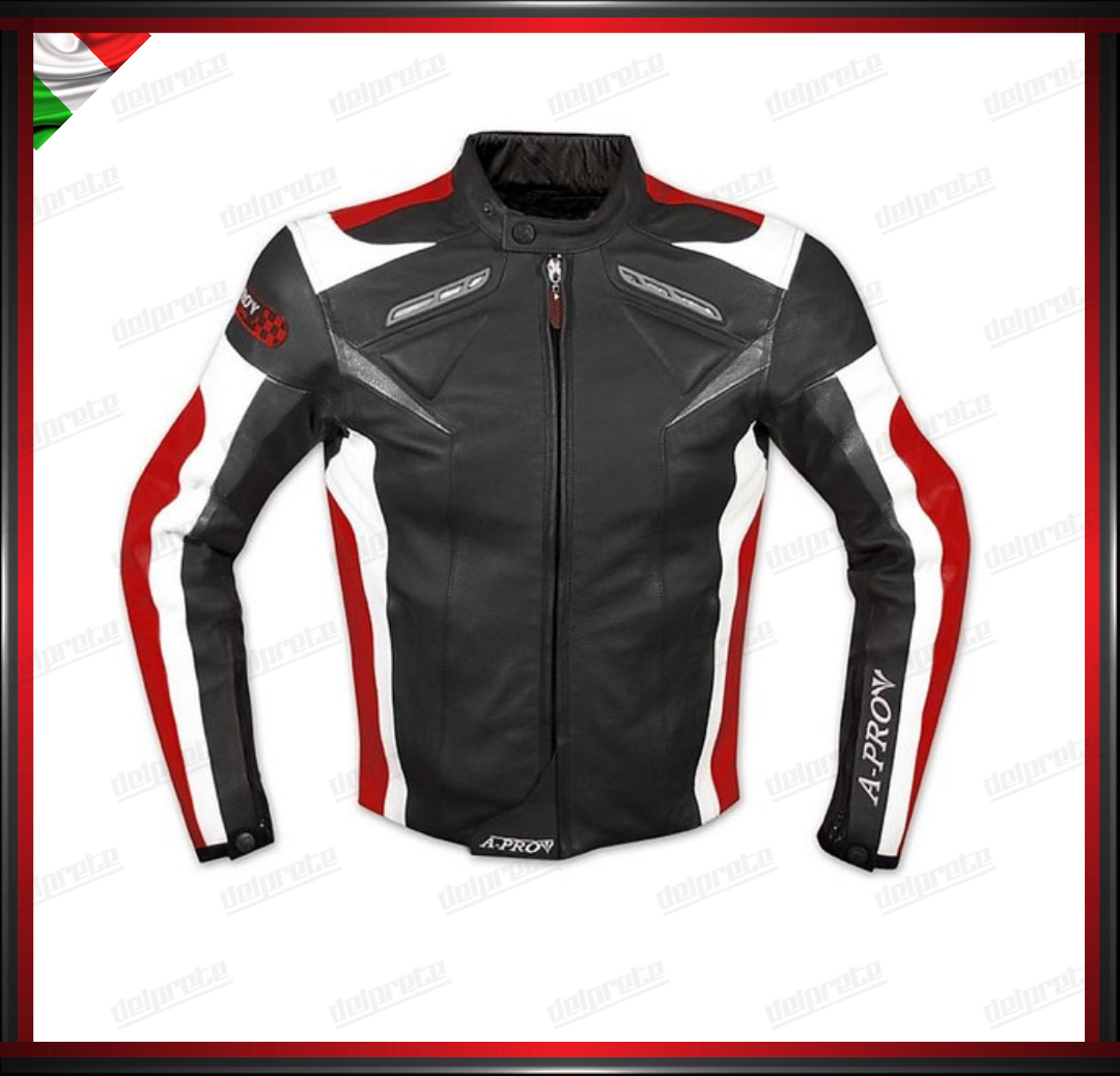 GIACCA MOTO IN PELLE CON PROTEZIONI CE RACING GILET ESTRAIBILE TRASPIRANTE ROSSO