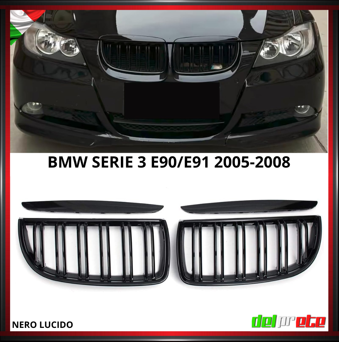SET GRIGLIA RENI BMW SERIE 3 E90 E91 (05-09) PRE RESTYLING CALANDRA MASCHERINA