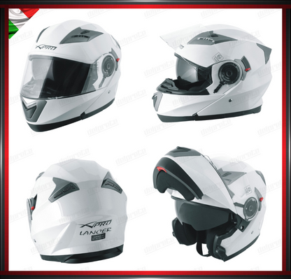 CASCO MODULARE MOTO DOPPIA VISIERA INTERNA PARASOLE BIANCO OMOLOGATO ECE 22-05