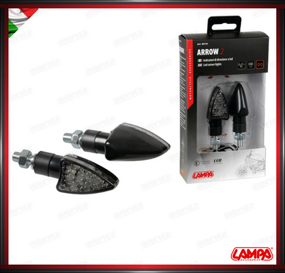 ARROW-2 LAMPA COPPIA INDICATORI DI DIREZIONE NERO A LED FRECCE OMOLOGATE - 12V UNIVERSALI